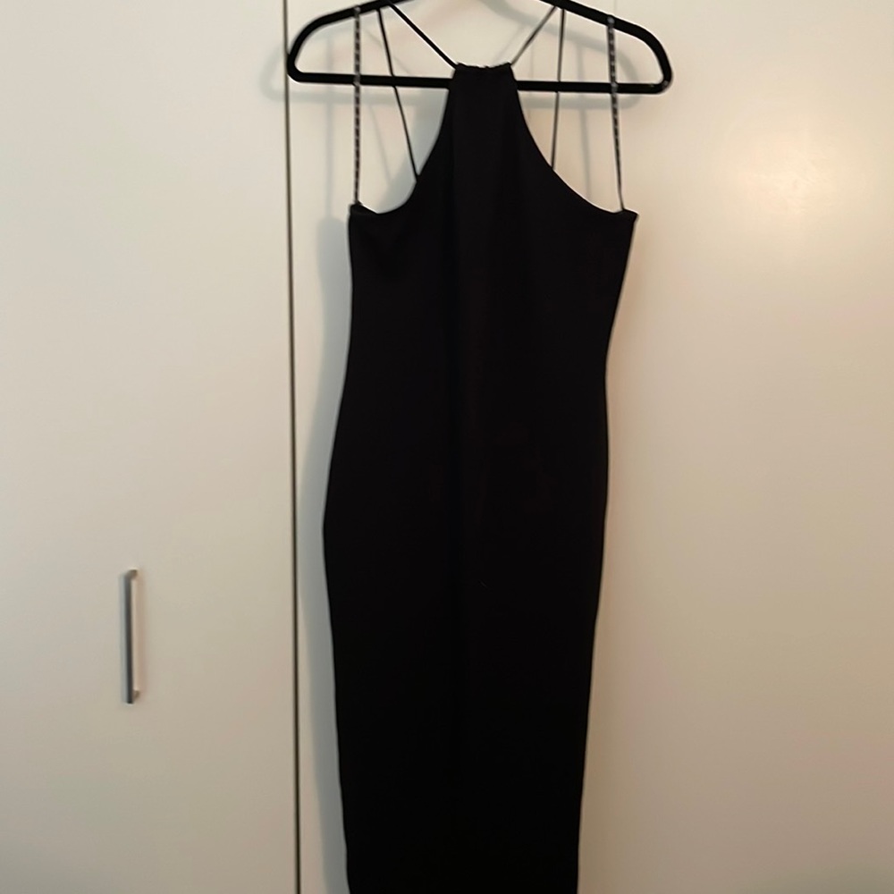 Form fitting racer neck dress - black. Never worn